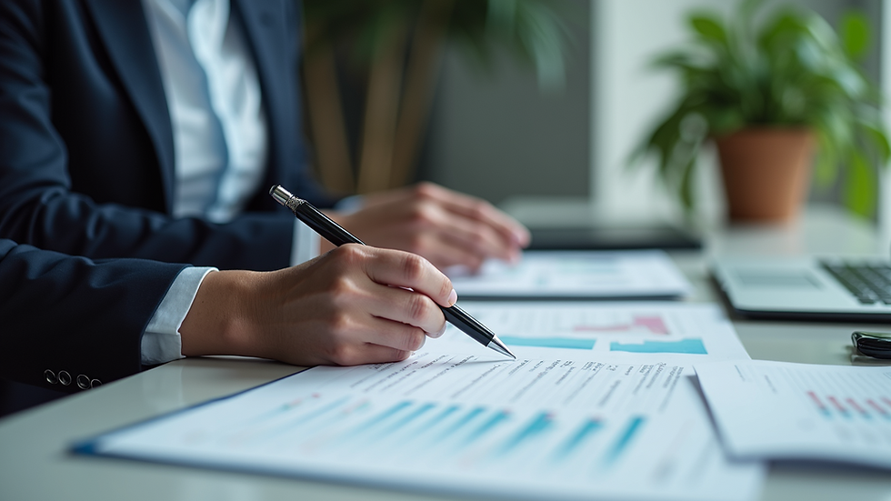 Close-up view of a business consultant discussing plans with a client