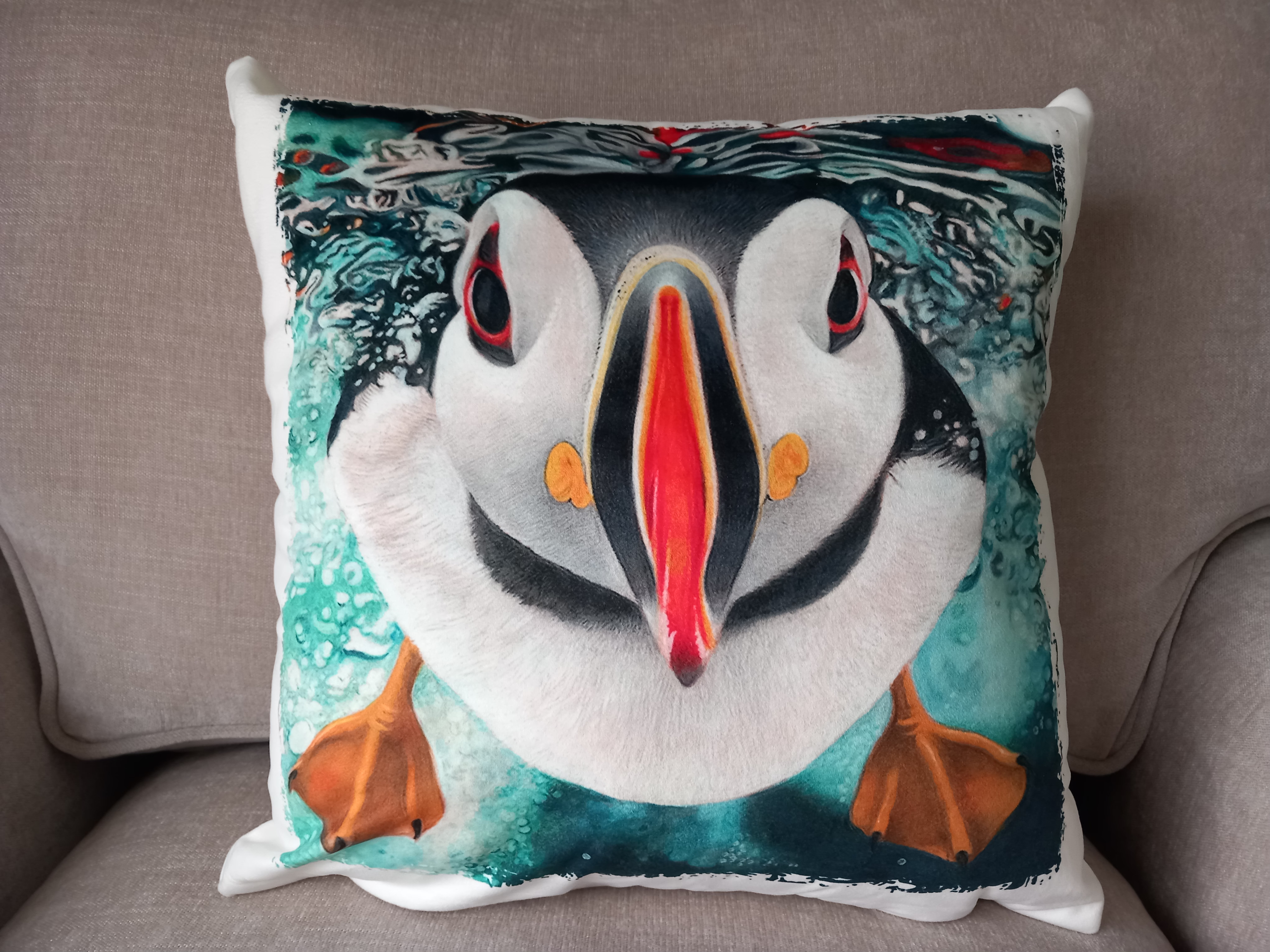 Puffin cushion