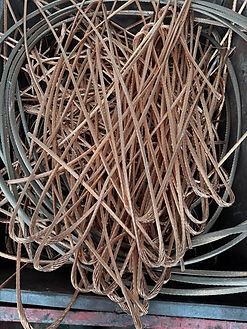 Tangle of copper wires filling a container