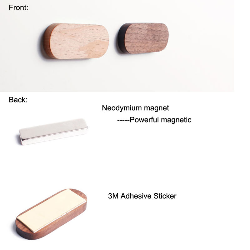 Thumbnail: Wood Key Magnet Holder Wall Storage Organizer Weak Magnetic Decoration Rack Hang
