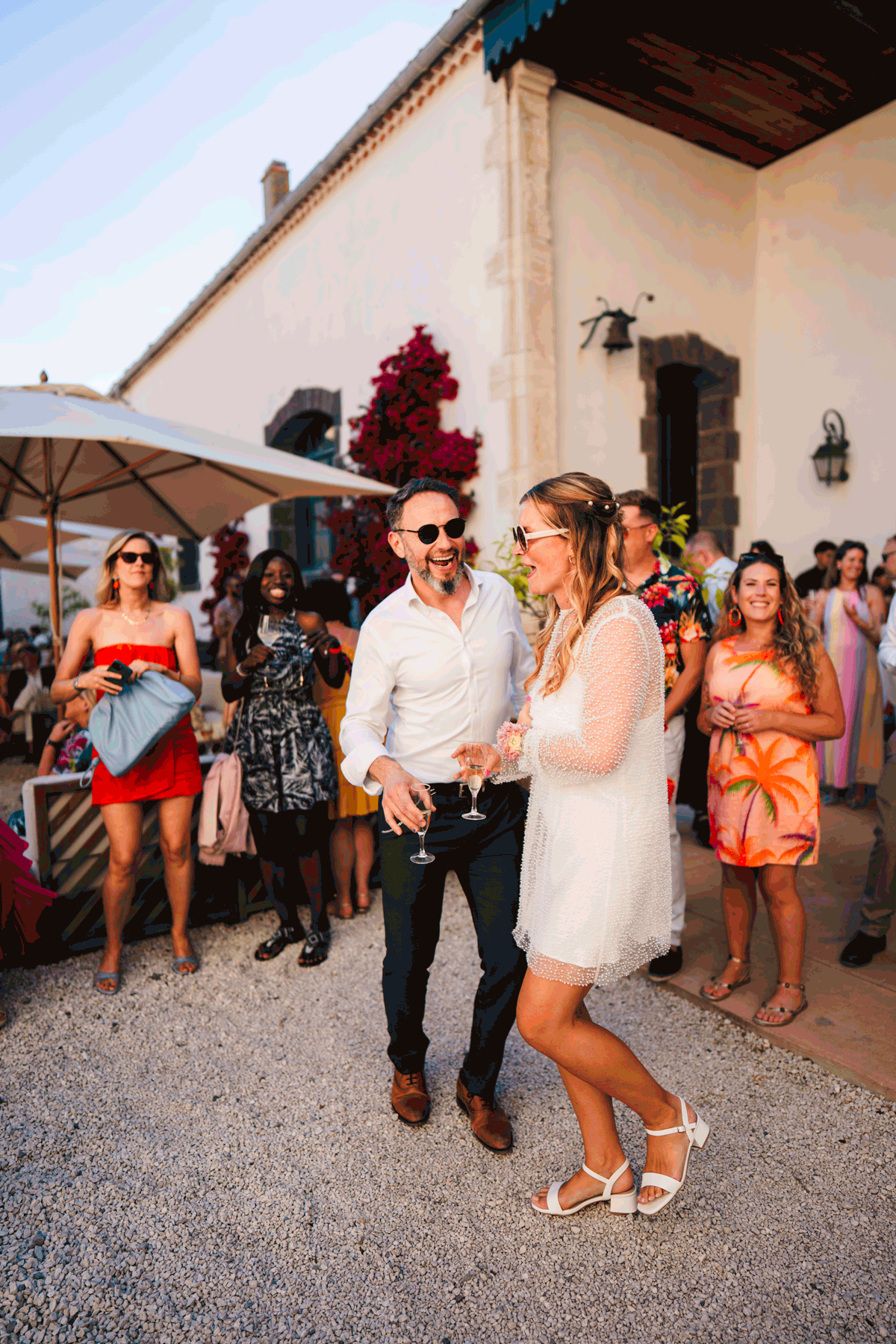 Guests enjoying the outdoor cocktail at Maison Noilly Prat