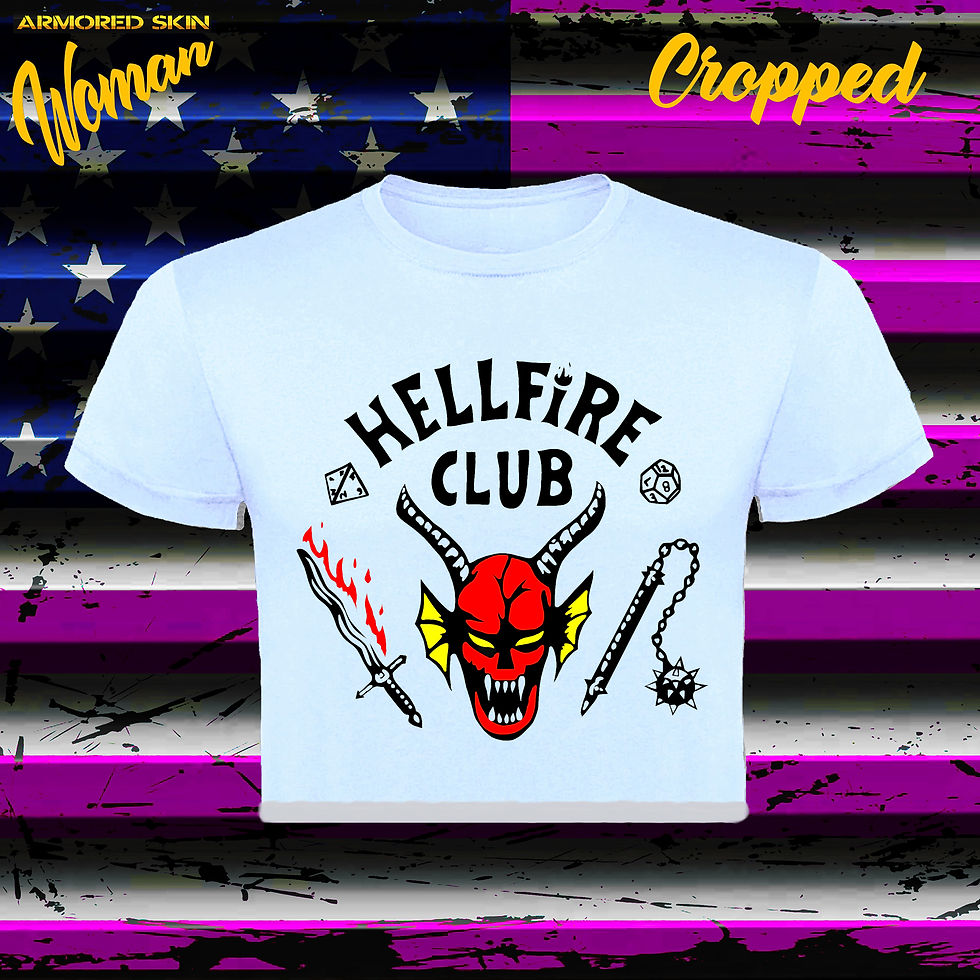 CAMISETA CROPPED STRANGER THINGS HELLFIRE CLUB