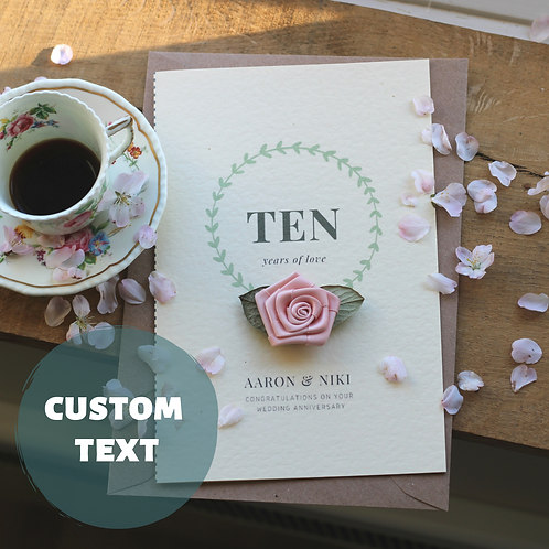 Handmade Anniversary Card, Personalised Keepsake, Pink Floral