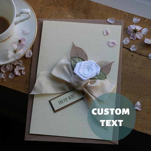 Handmade Anniversary Card, Luxury Gift For Wife, Elegant White Floral