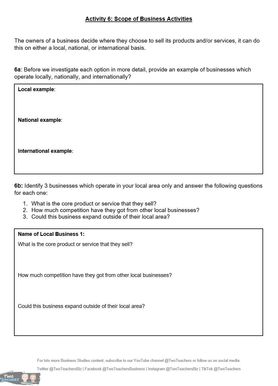 Thumbnail: BTEC Business Unit 1: Exploring Business Learning Aim A Resource Pack