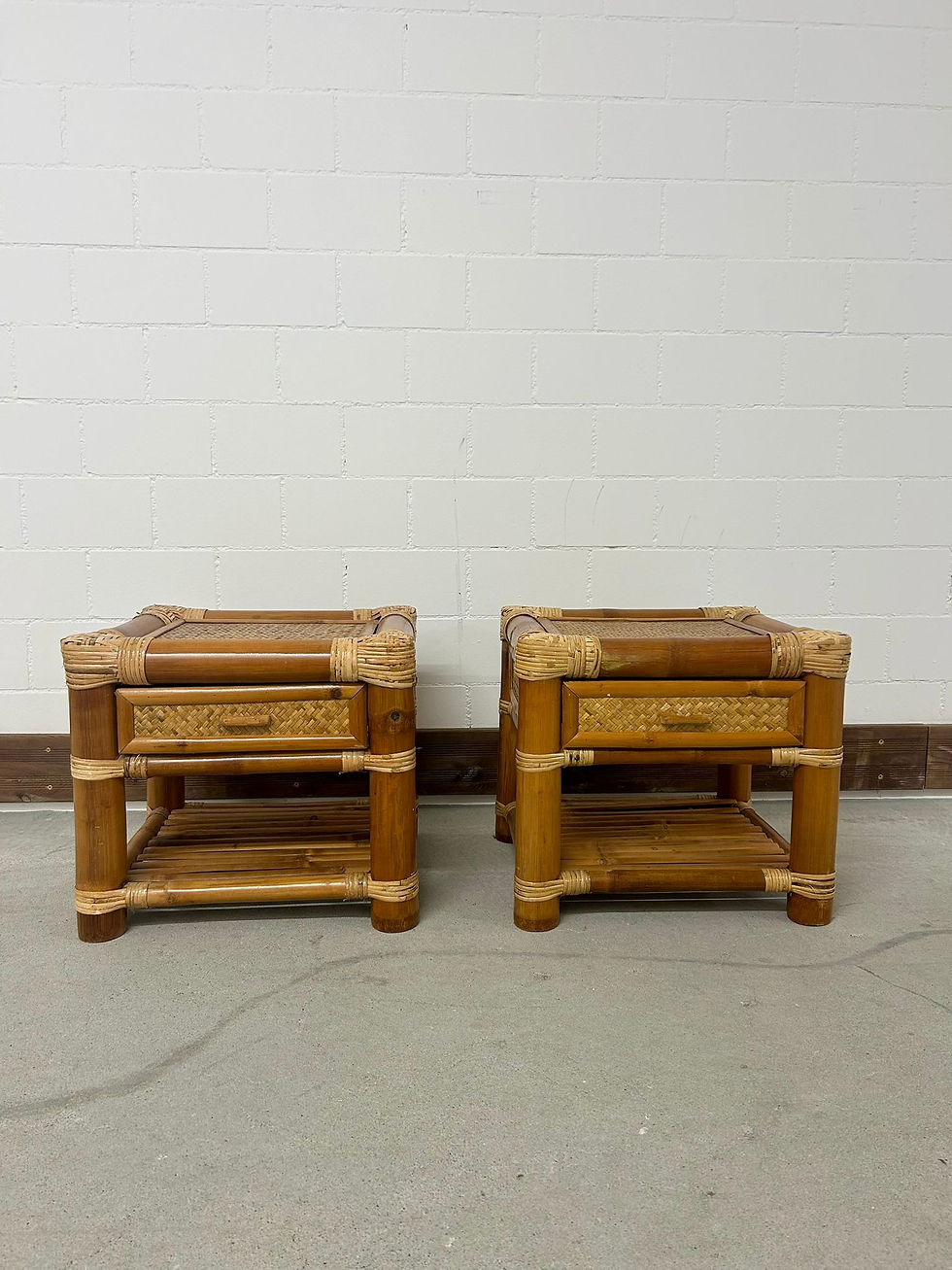 Mid-Century Nachttische aus Bambus, 1960er, 2er Set