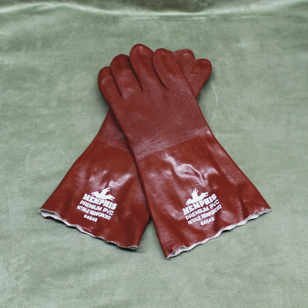 Gauntlet PVC Gloves. 1 pair. 14"