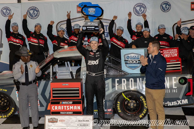 Corey Heim won the NASCAR Craftsman Truck Series race at Darlington Raceway 