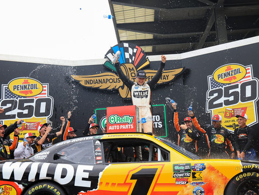 Carson Kvapil scores first O’Reilly Auto Parts Series victory at Indianapolis