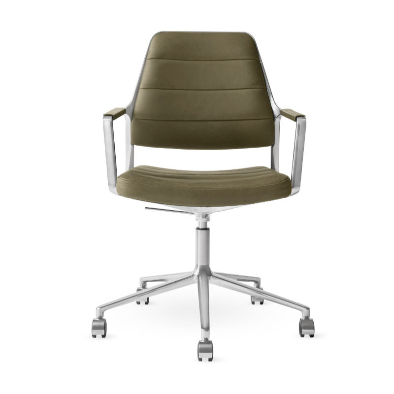 Chaise de bureau pivotante Vipp 455+ - Sur roulettes, Cuir Bosco