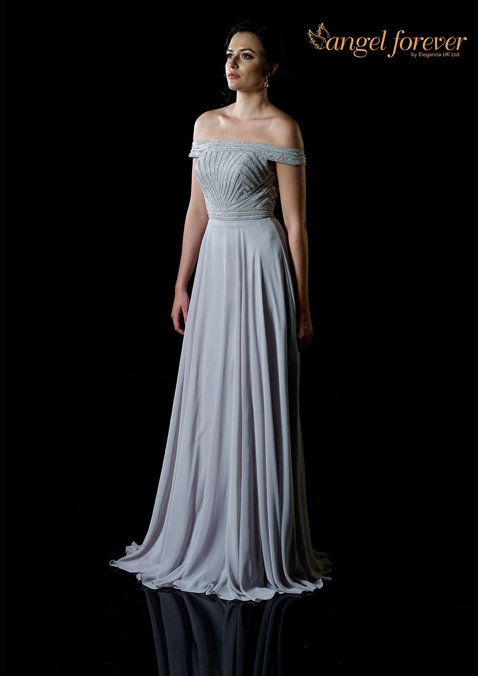 Thumbnail: Off The Shoulder Neckline & Iridescent Diamantes On Top