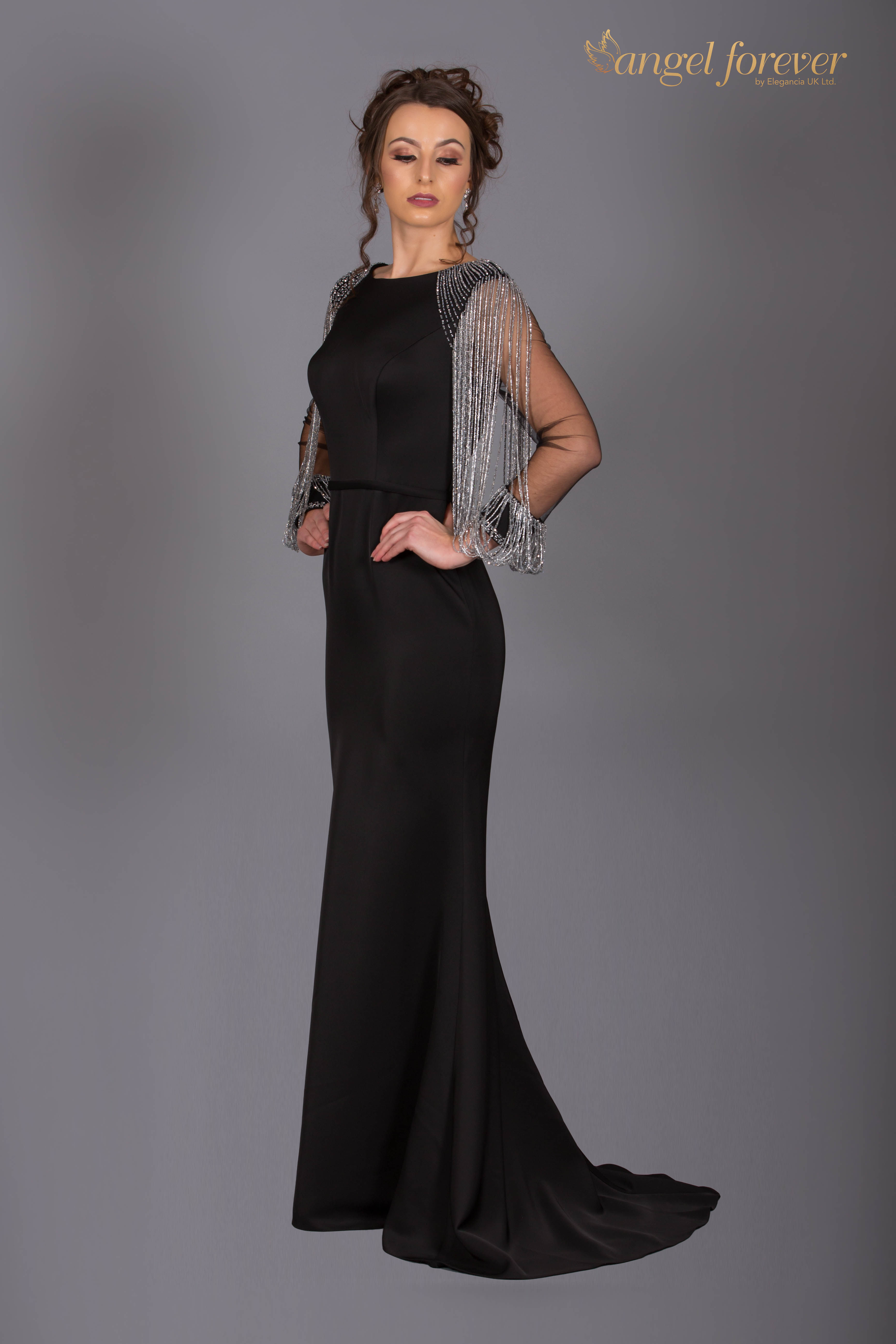 Heavily Satin Long & Sleeves With Beading