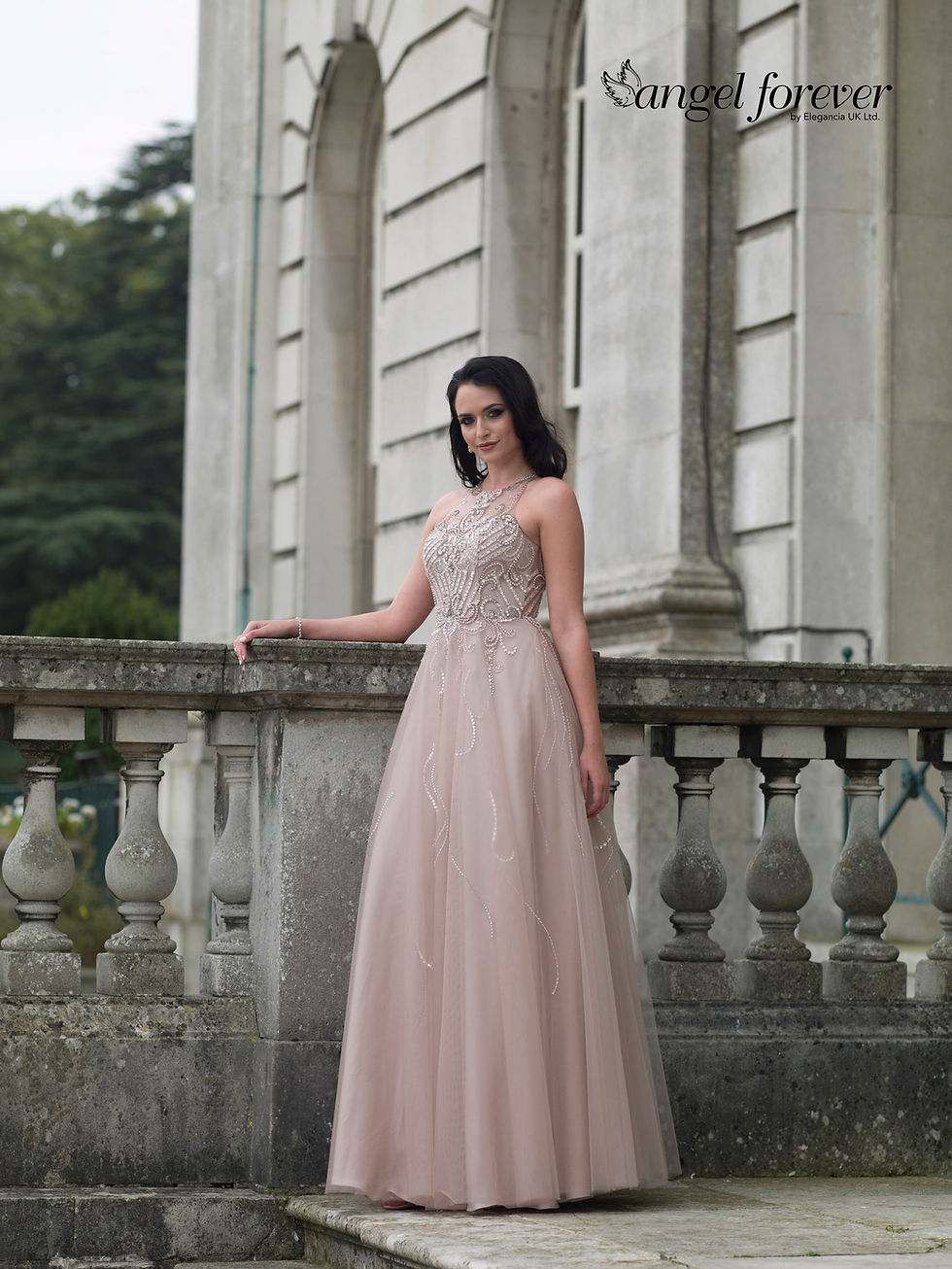 Thumbnail: Tulle With Heavily Beading & High Neck