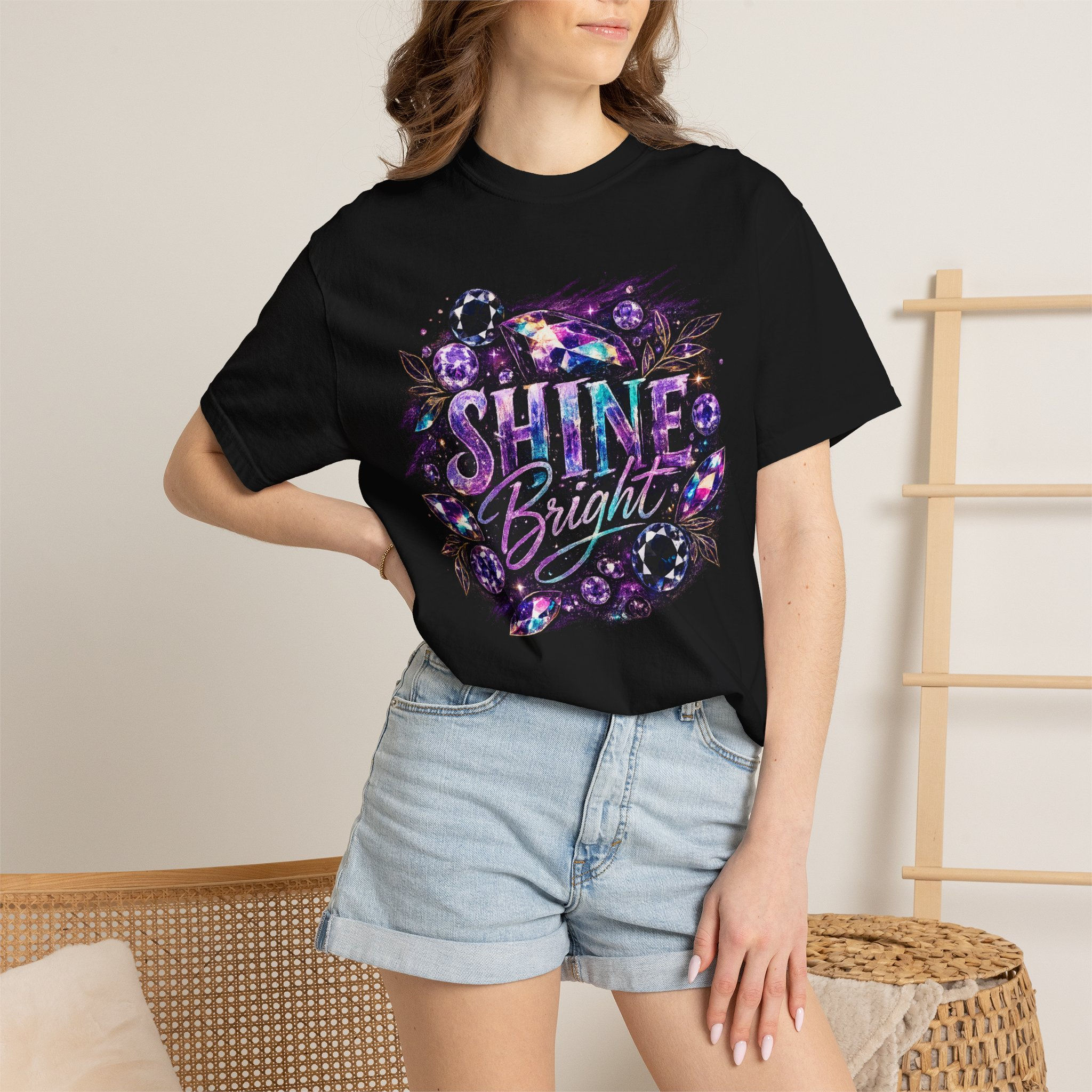 Shine Bright Galaxy T-Shirt — Inspirational Crystal & Gemstone Design