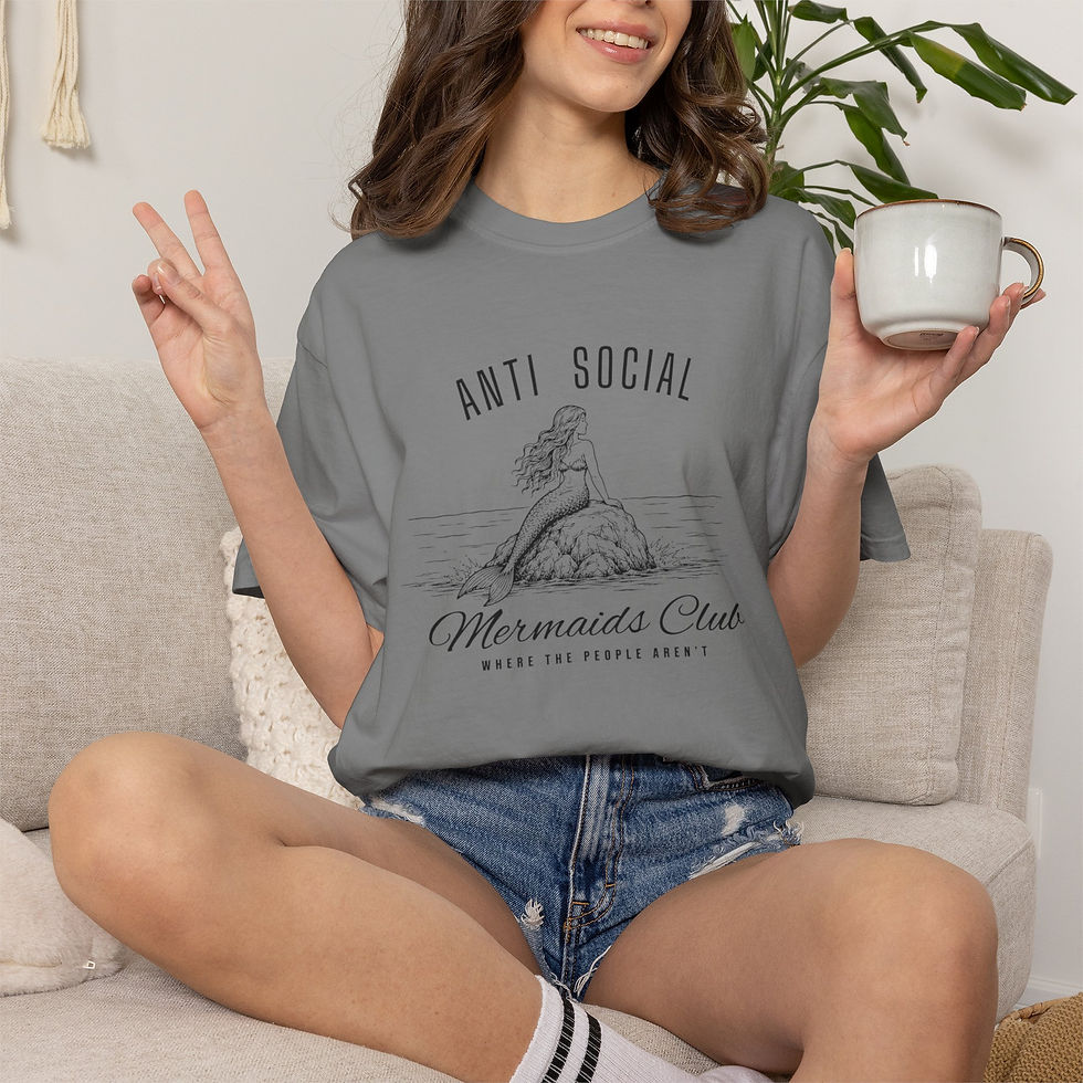 Thumbnail: Anti-Social Mermaids Club T-Shirt — Vintage Mermaid Graphic Tee