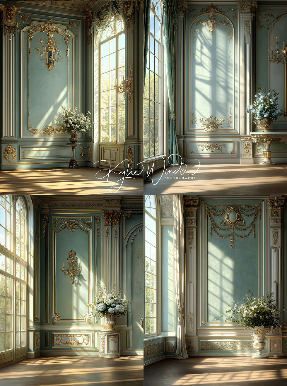Thumbnail: Digital backdrop - Green and Blue Victorian Set