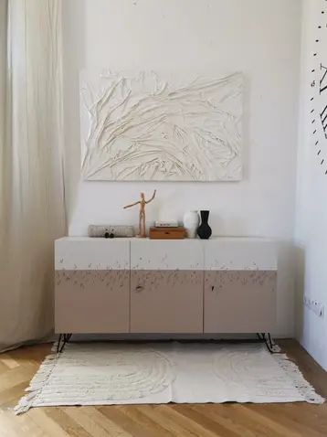 Upcycling Sideboard, Kunstwerk Sideboard, Kunst Möbel, Kreidefarbe Möbel, Colourdip, hangefertigte Kunst