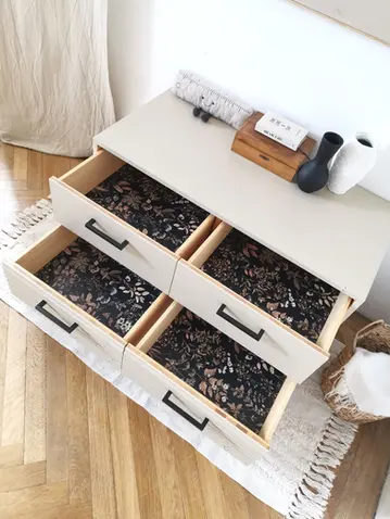 Upcycling Sideboard, Vintage Sideboard, Schubladen Sideboard, Holzstäbe Sideboard, Vollauszug Schublade, tiefes Sideboard