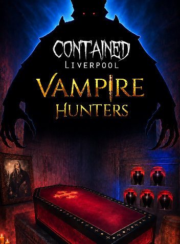 Vampire Hunters escape room promotional artwork featuring a dark gothic design at Contained Liverpool.
