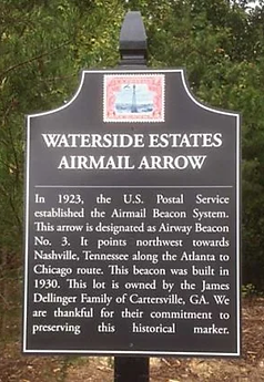A plaque of the historic air mail arrow in Cartersville