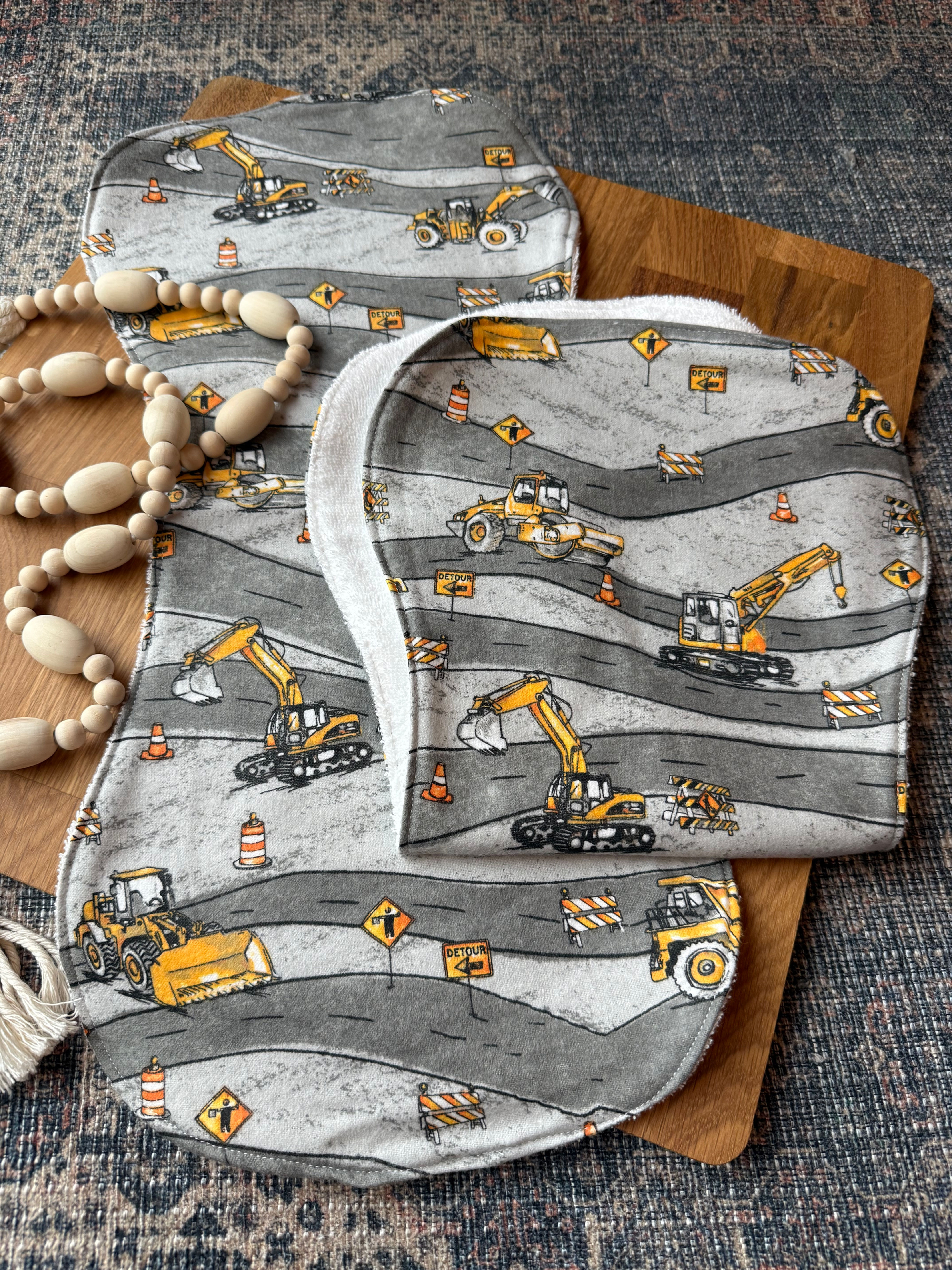 Construction Burp Cloth Set