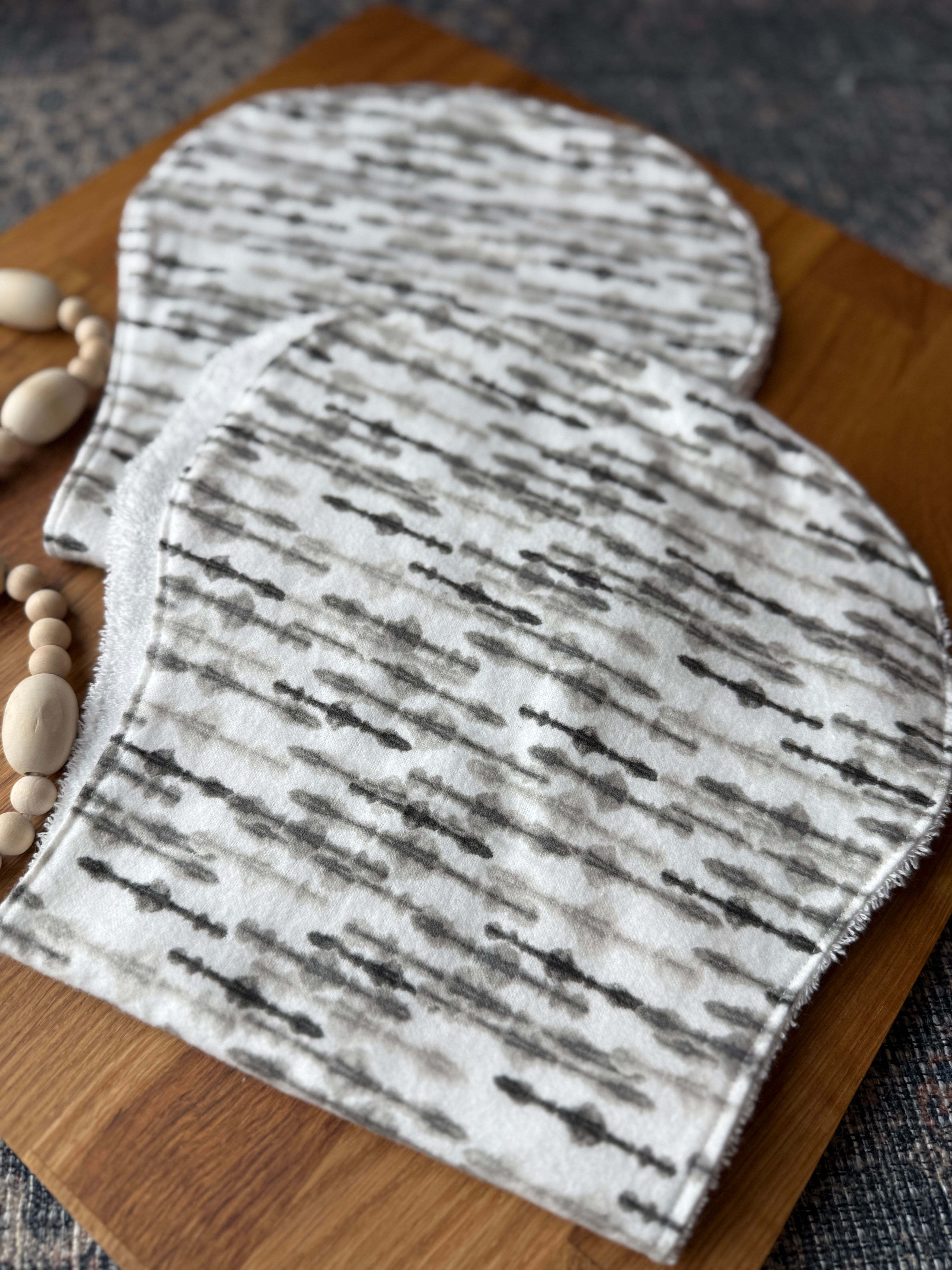 Grayscale Burp Cloth Set
