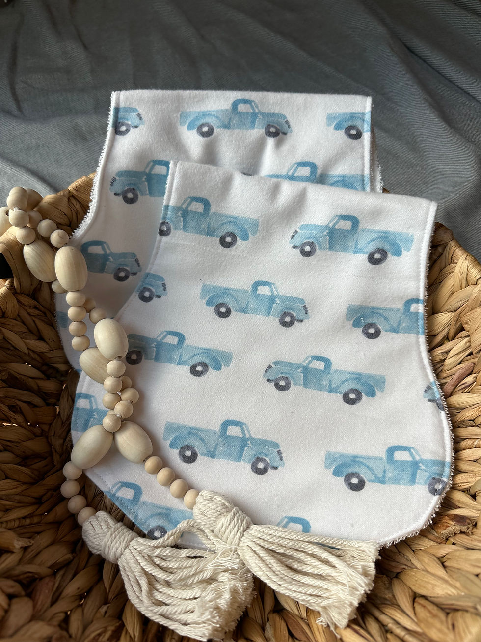 Blue Truck Burp Cloth Set