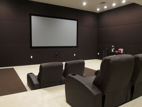 Home Theater with acoustic treatment and wall panels