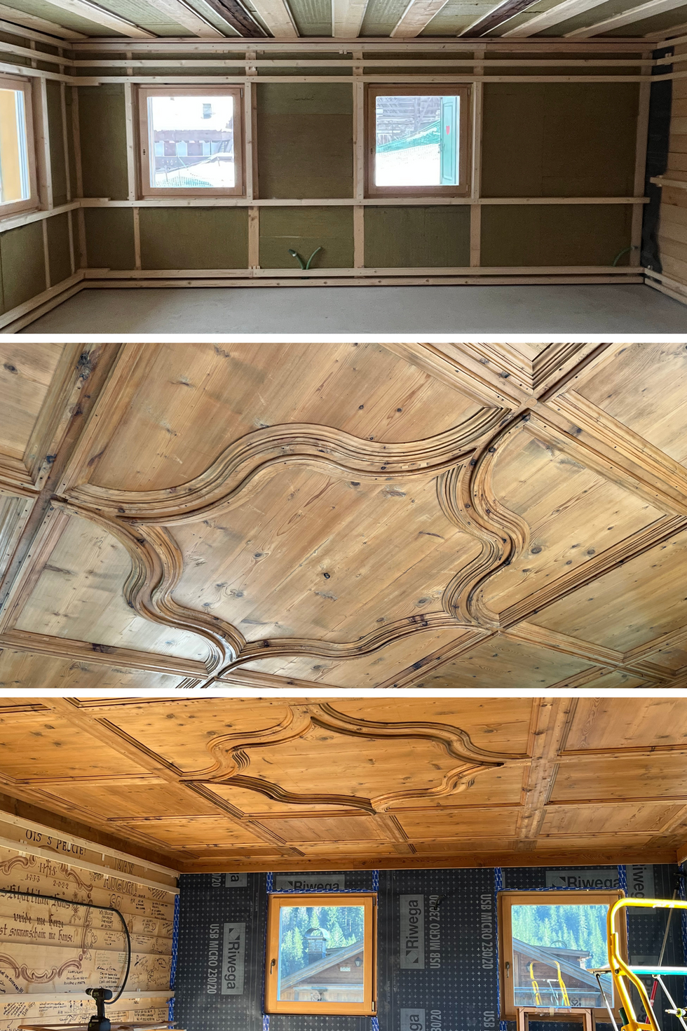 Restauro soffitto in legno: dettagli prima e dopo