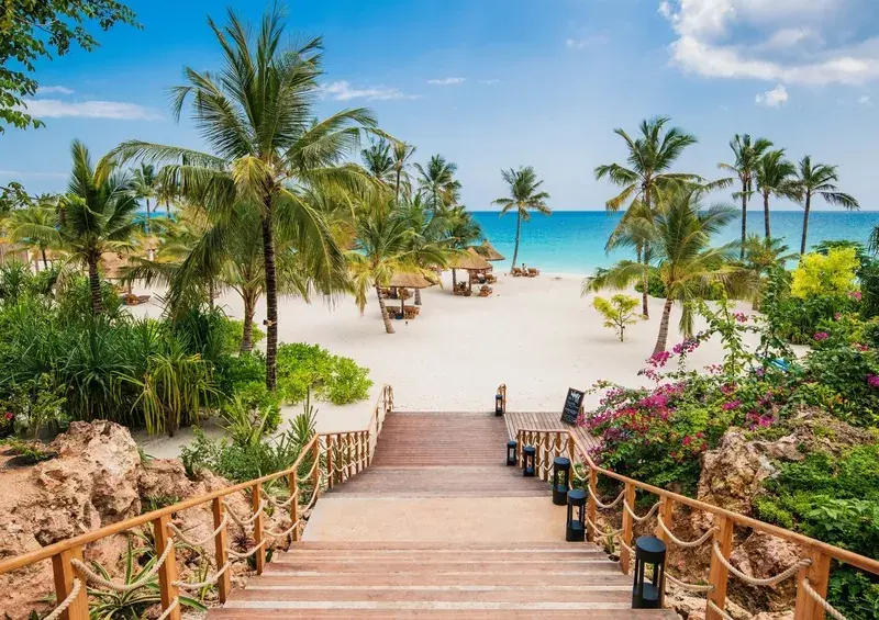 Close-up view of a cozy beach hut at a Zanzibar resort