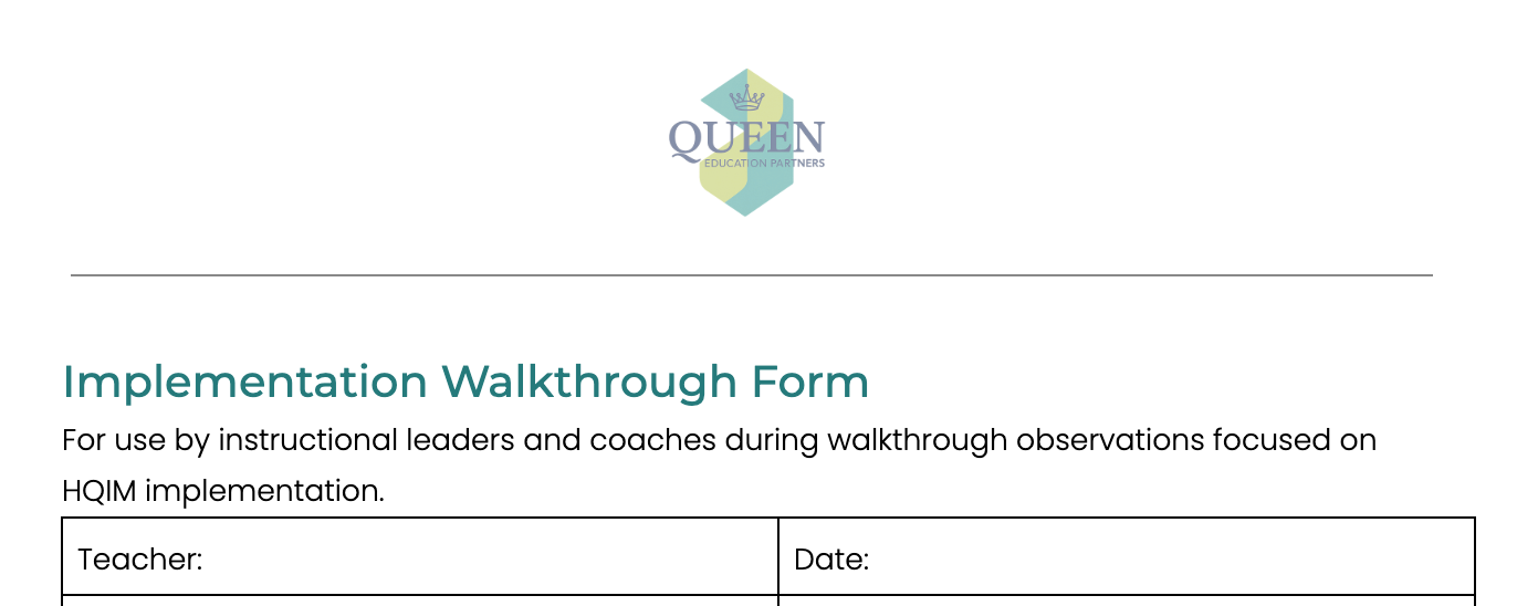 Implementation Walkthrough Form