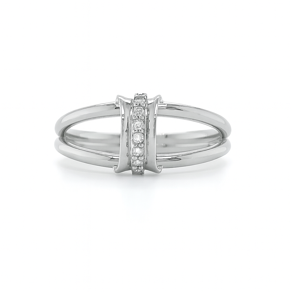 Thumbnail: Gold Double-Band Diamond Accent Ring