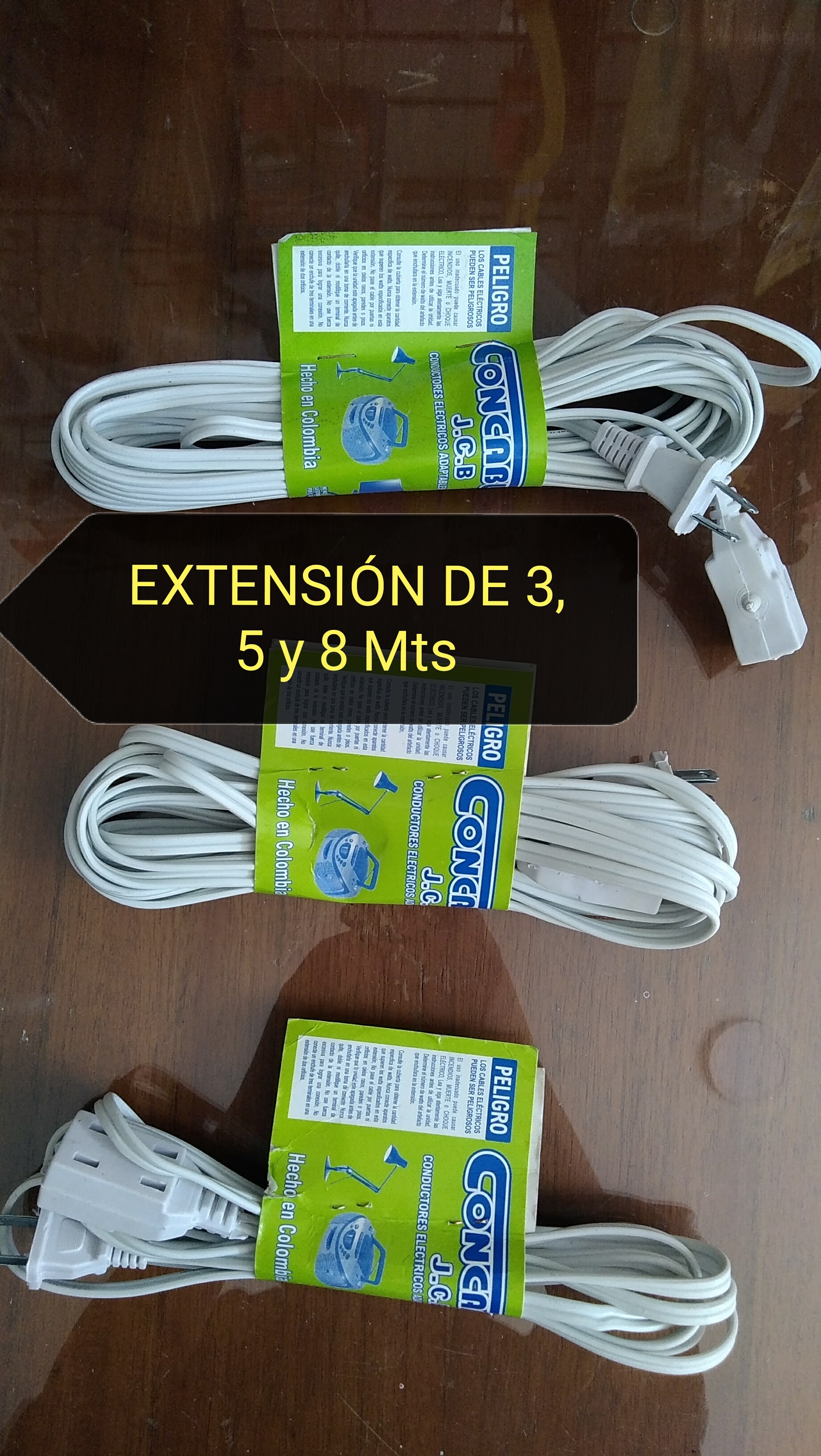 Extensión eléctrica cable duplex de 3, 5 y 8 metros