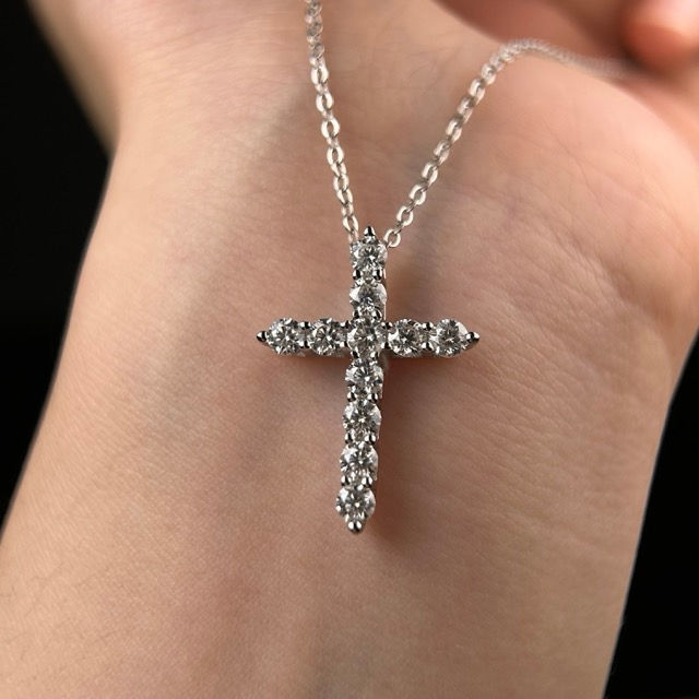Thumbnail: Moissanite Large Cross Necklace