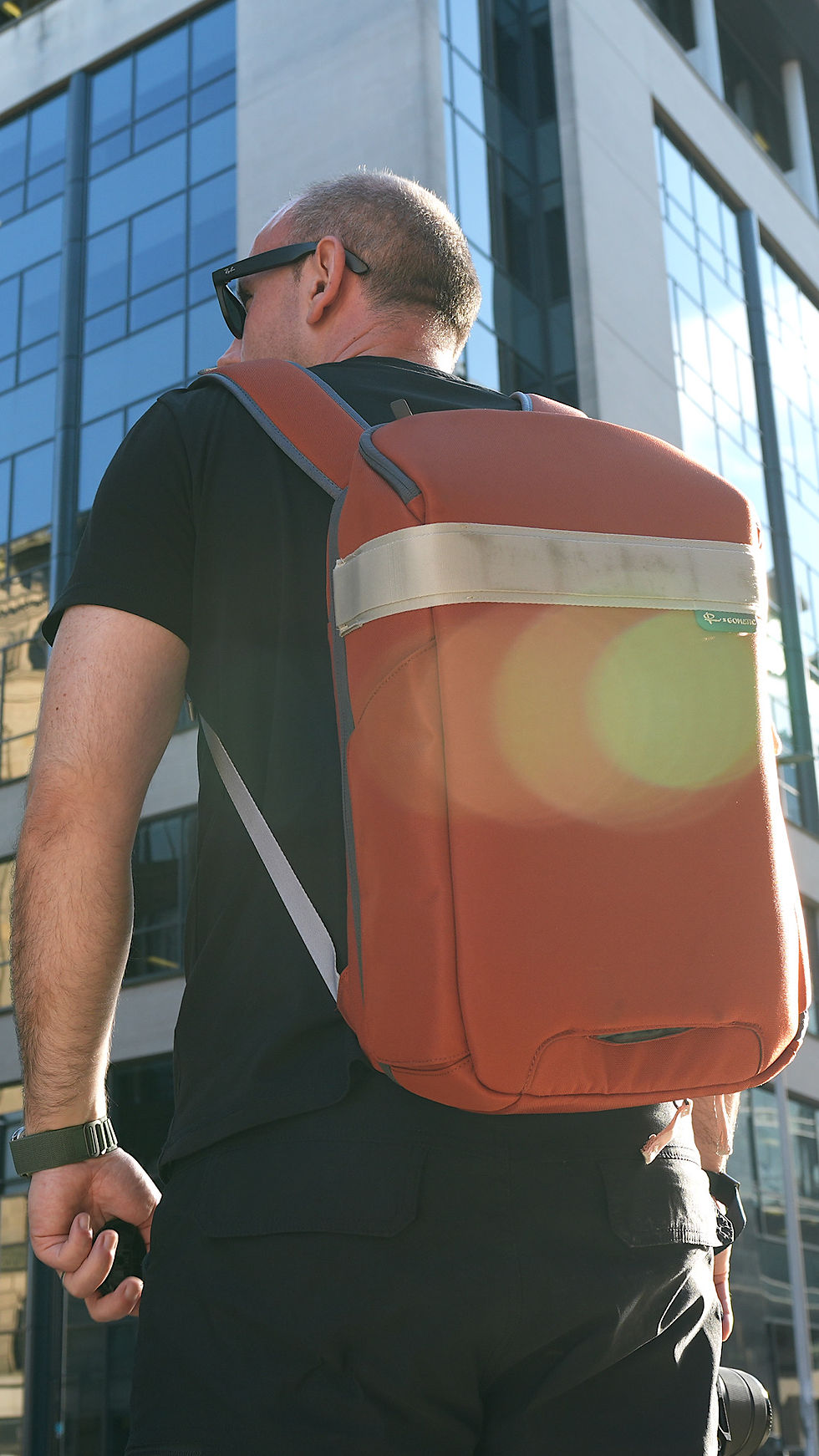 Person with gomatic back pack on