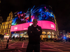 HawkAye in front of Piccadilly Lights