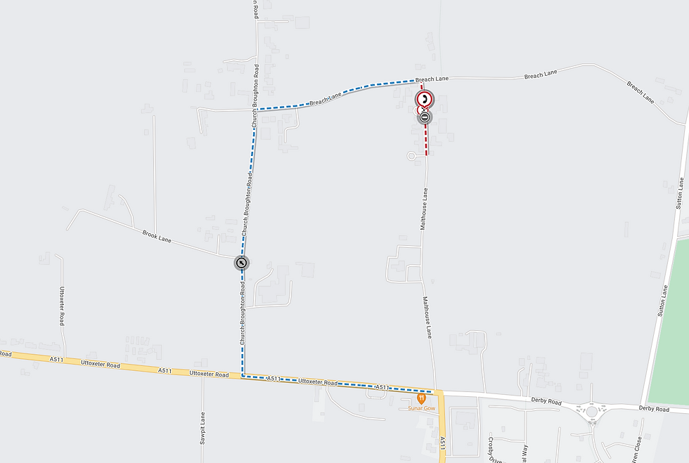 Malthouse Lane, Foston map