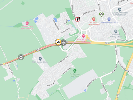 Google map of tempory speed limits