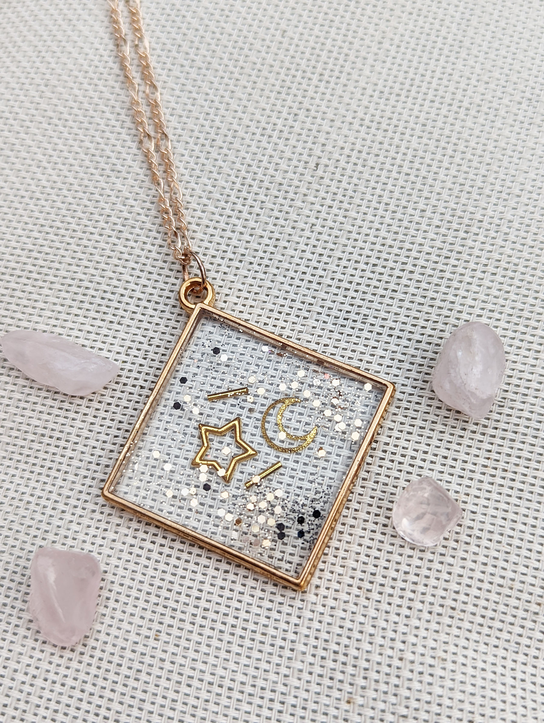 square pendant - moon & star