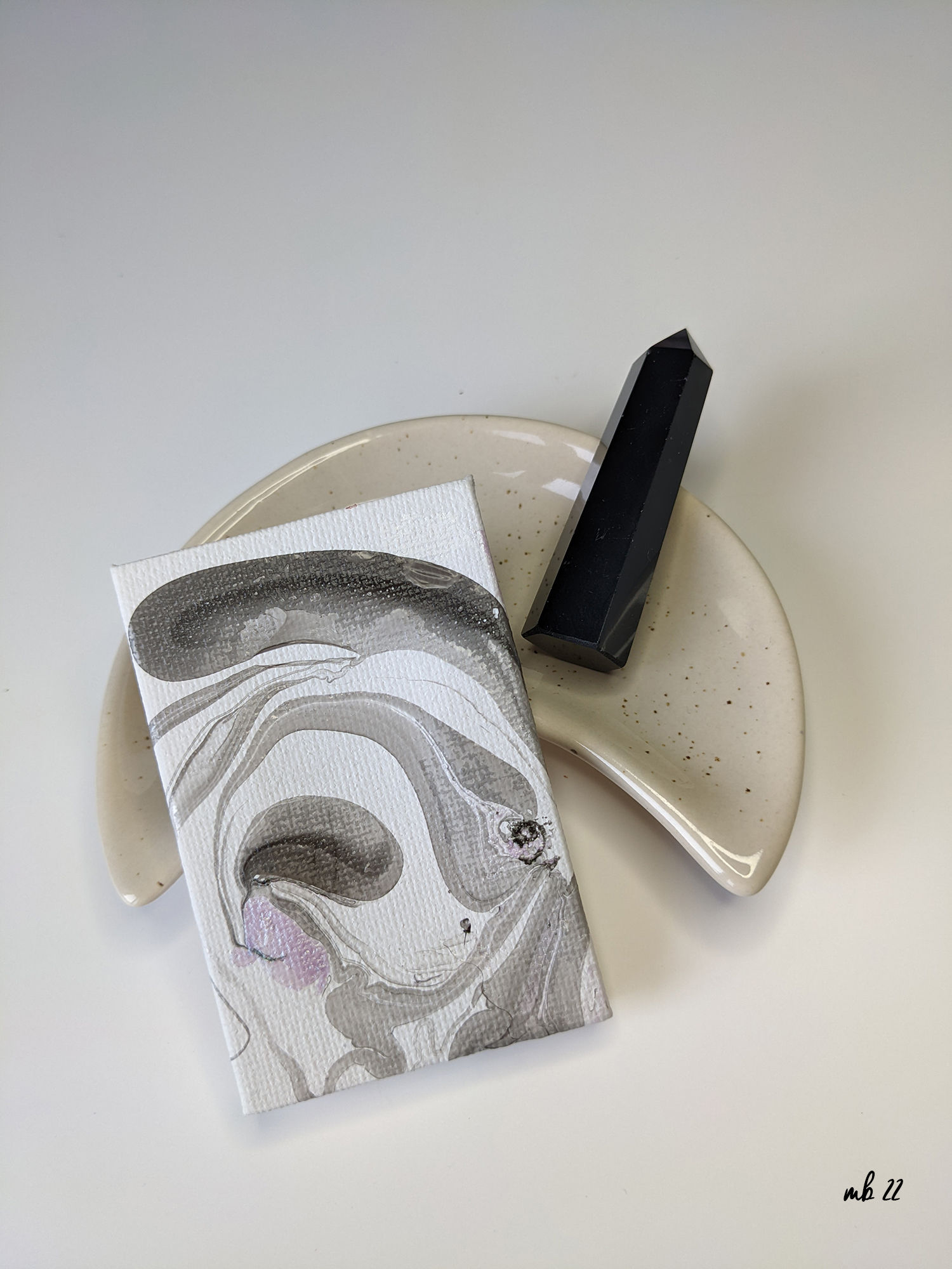 ORIGINAL ARTWORK - marble mini 7 - black splotch