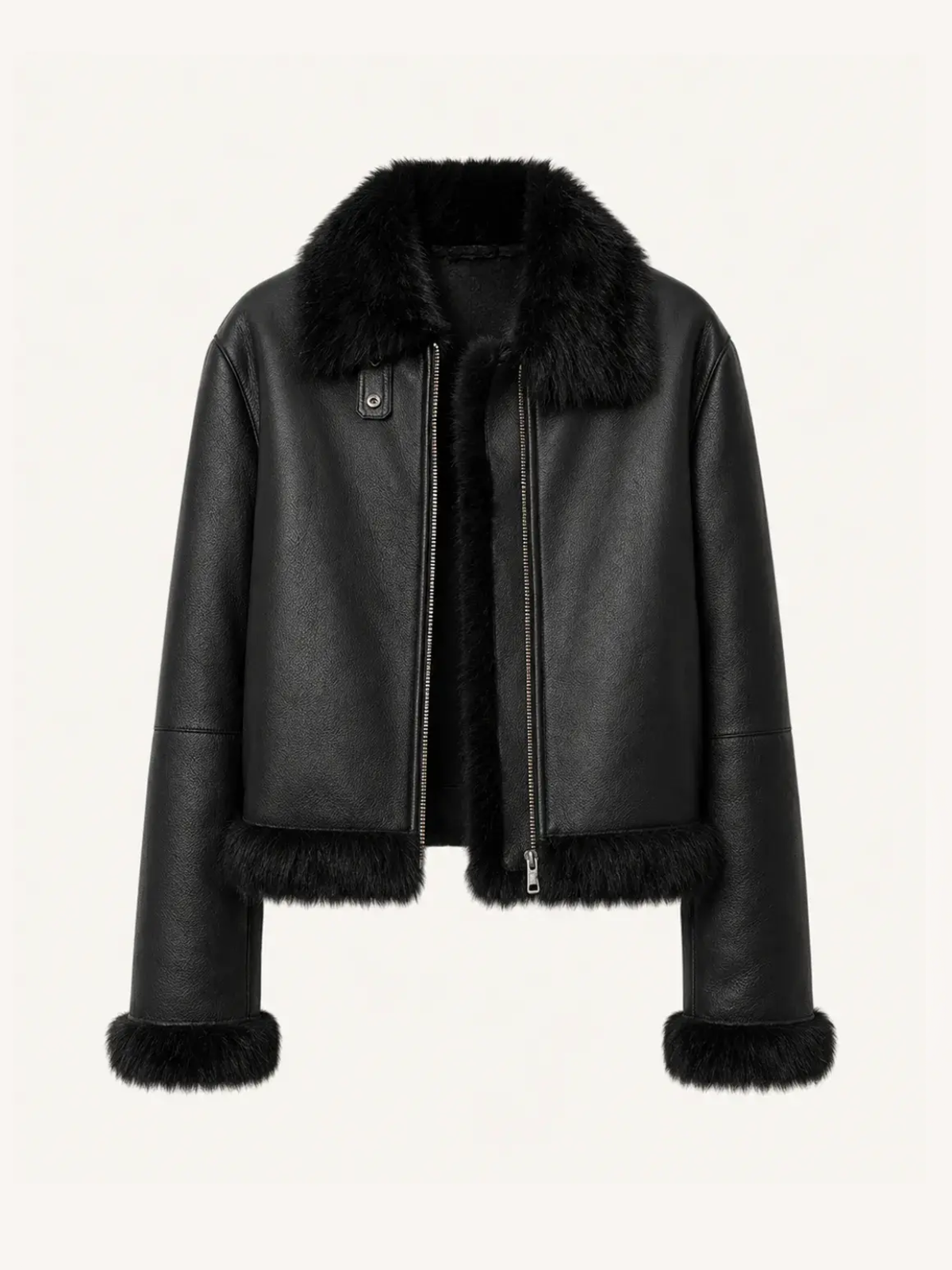 Motorcycle-Style Toscana Wool Shearling Jacket