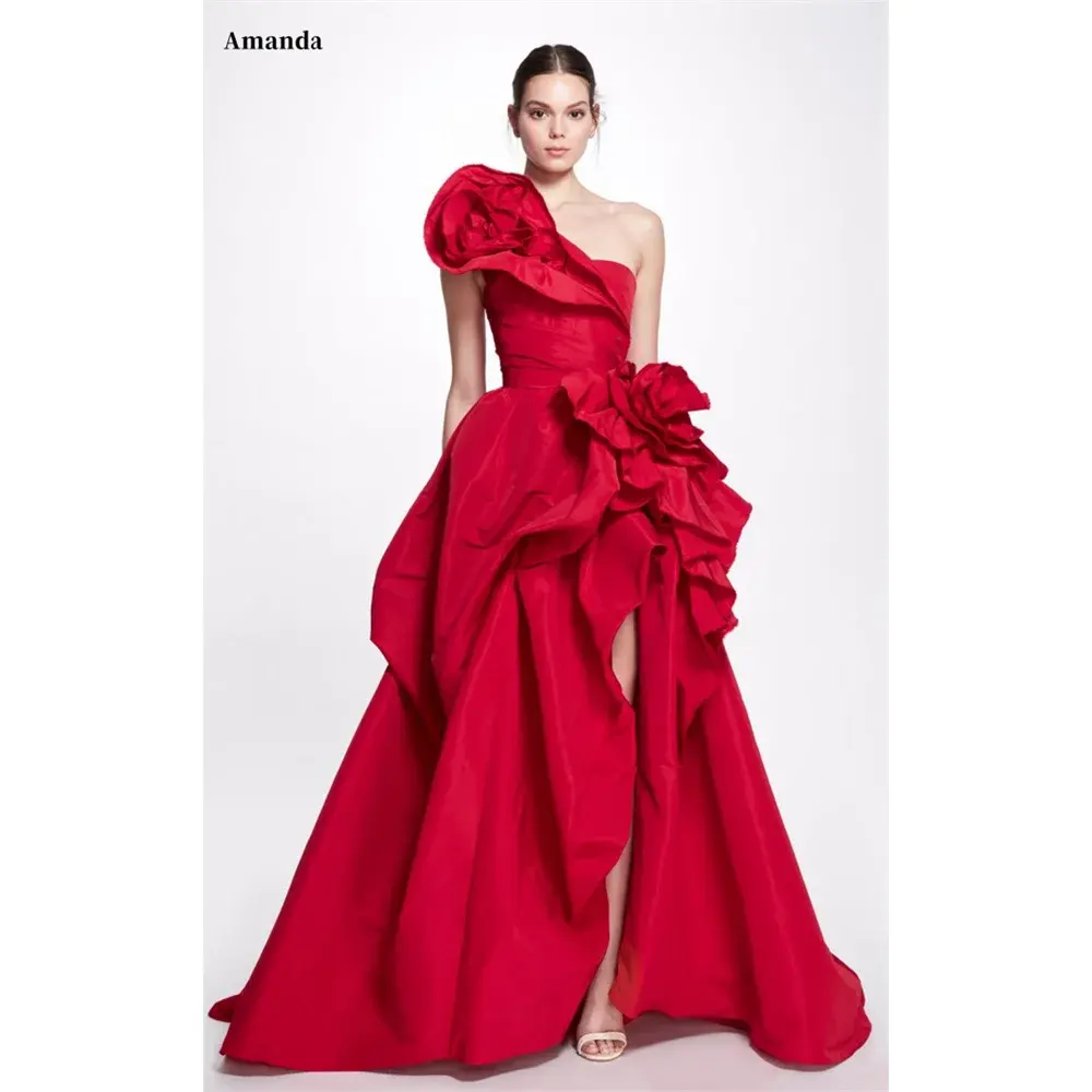 The Crimson Sculpted Satin Gown