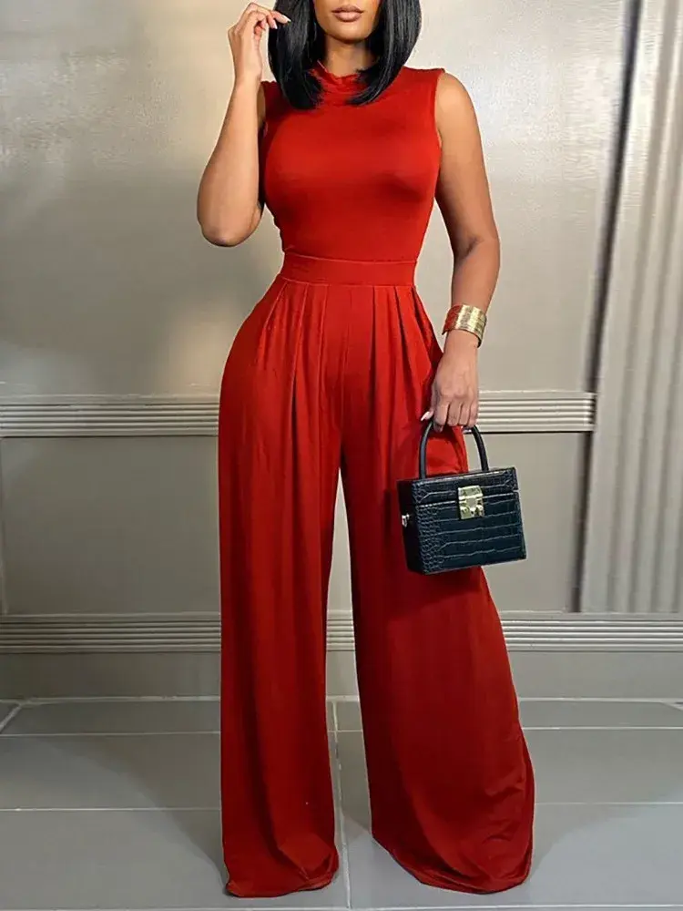 Thumbnail: Elegant Women Wide Leg Long Juumpsuit 2024 Spring Summer Fashion Printed