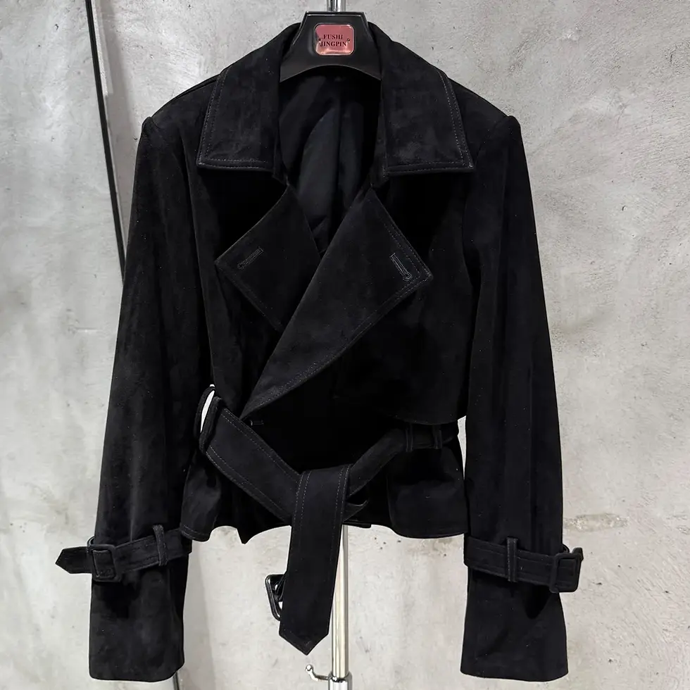 Thumbnail: #S Women Suede Leather Jacket Ladies Casual Fashion Jacket 2025 New Coming