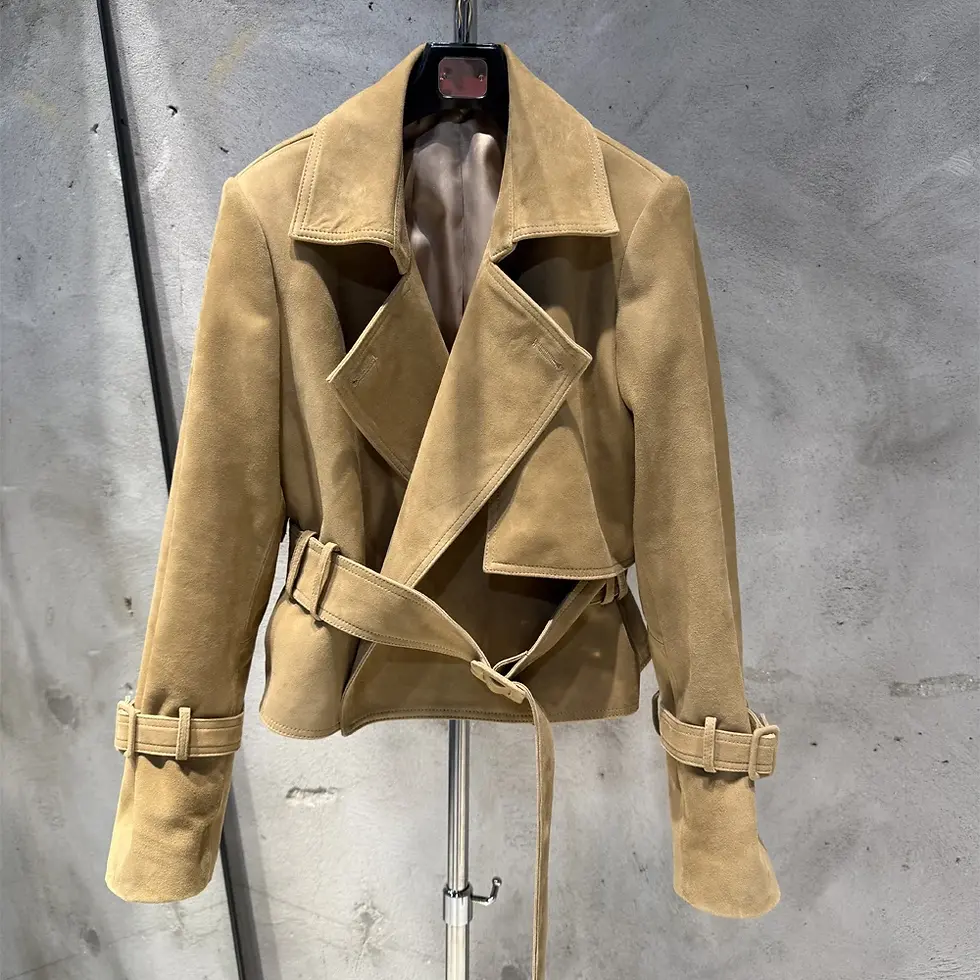 Thumbnail: #S Women Suede Leather Jacket Ladies Casual Fashion Jacket 2025 New Coming