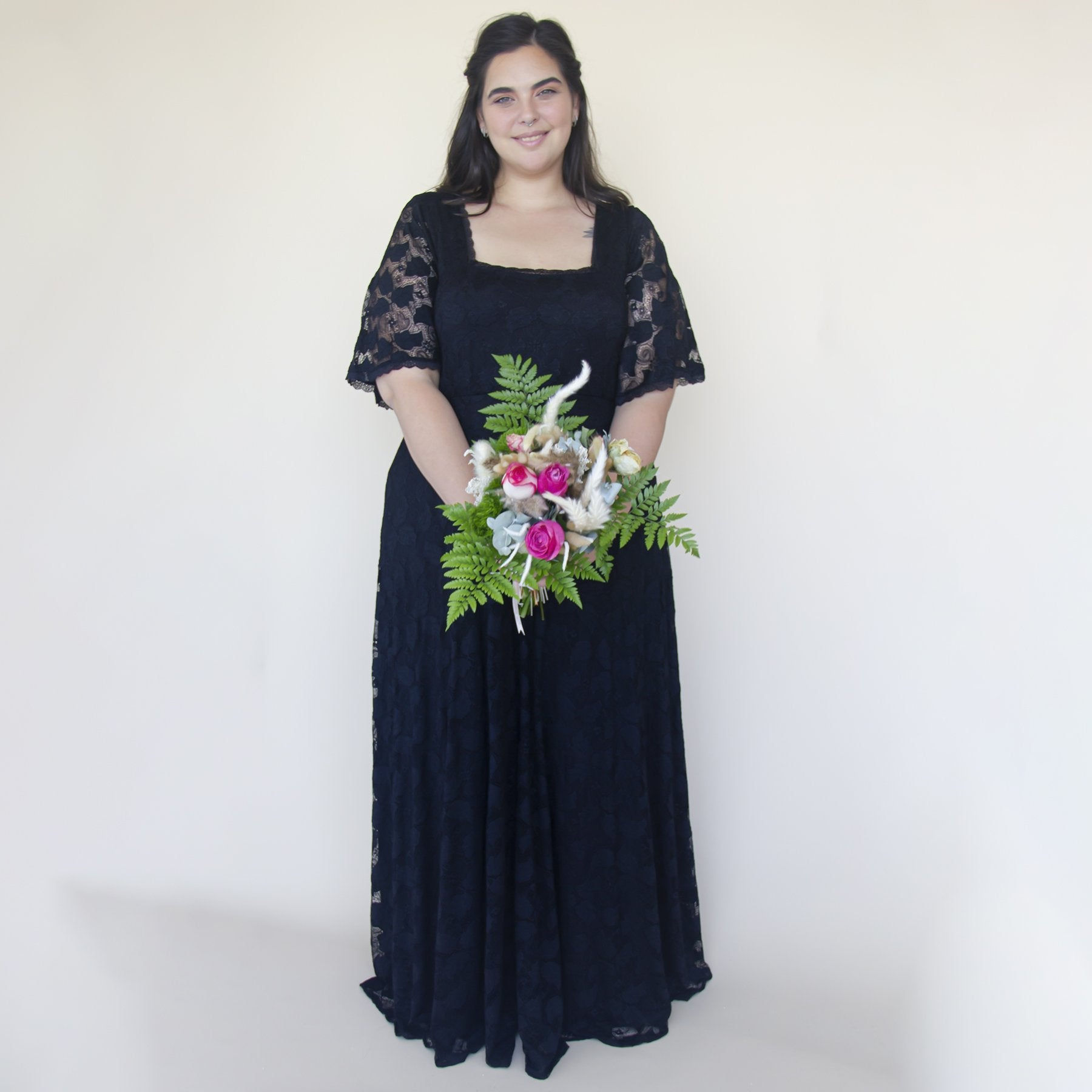 The Obsidian Lace Evening Gown