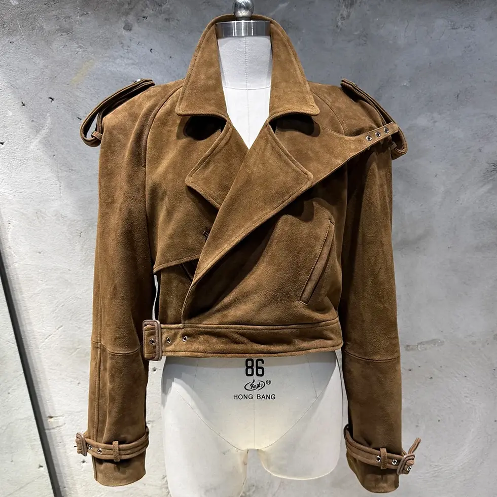 Thumbnail: Female Leather Jacket Women Winter Genuine Sheep Leather Coat Wide Shoulder