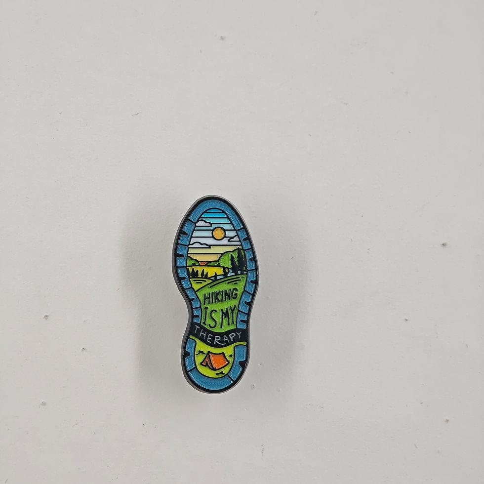 Thumbnail: Hiking Is My Therapy Enamel Pin Funny Camping Shoe Sole Brooch Outdoor Adventure
