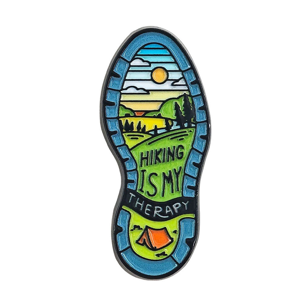 Thumbnail: Hiking Is My Therapy Enamel Pin Funny Camping Shoe Sole Brooch Outdoor Adventure