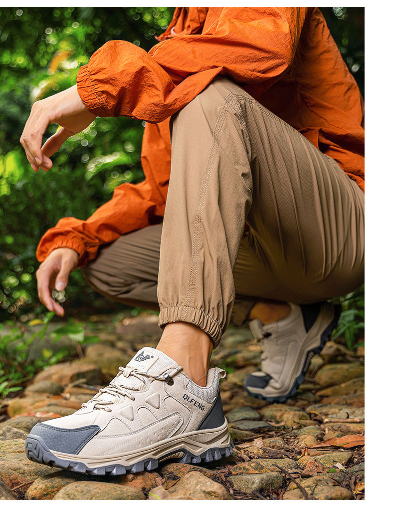 Thumbnail: Fashion Outdoor Casual Sneakers Men's Non-slip Lace-up Low-top Hiking Shoes Wear